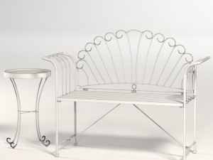 hartste 2 piece metal bench set-pbr Model 3D