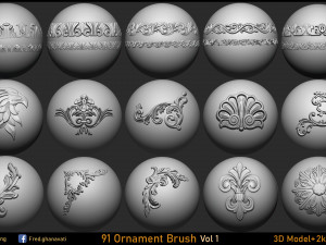 Freds 91 ORNAMENT Brush3DModelsAlpha Vol 1 Modello 3D