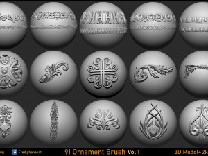 Freds 91 ORNAMENT Brush3DModelsAlpha Vol 1 Modello 3D