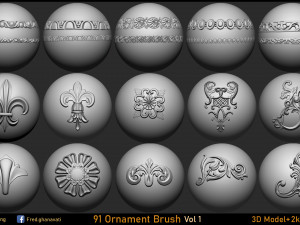 Freds 91 ORNAMENT Brush3DModelsAlpha Vol 1 Modello 3D