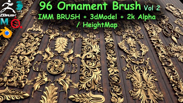 Freds 91 ORNAMENT Brush3DModelsAlpha Vol 2 3D Model .c4d .max .obj .3ds .fbx .stl .blend 