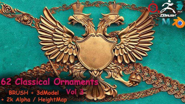 Freds 91 ORNAMENT Brush3DModelsAlpha Vol 3 3D-Modell .c4d .max .obj .3ds .fbx .stl .blend 