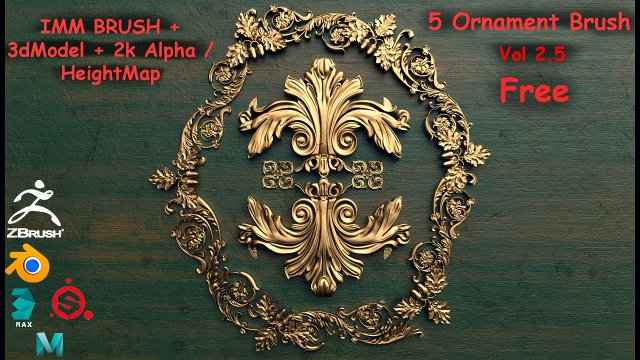 Freds Free 5 Ornament IMMBrush 3dModel Alpha Vol 25 Modelo 3D .c4d .max .obj .3ds .fbx .stl .blend 