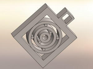 square shaped concentric circle 3d printable design pendant 3D Print Model