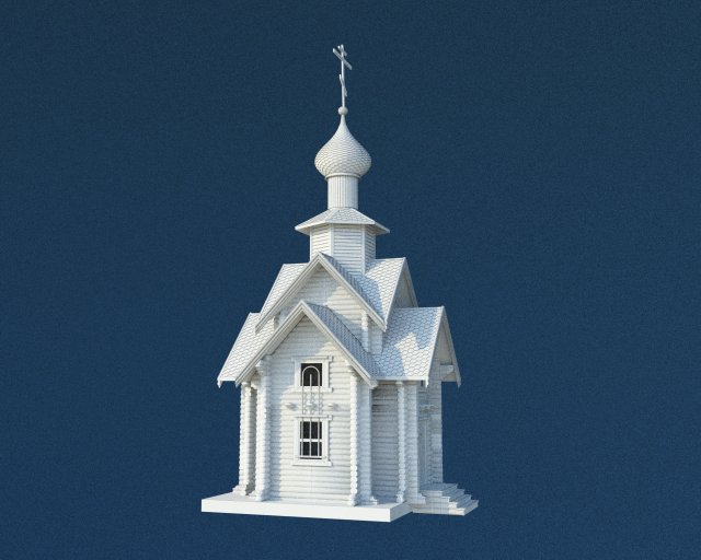 Wooden chapel 3D 打印模型 .c4d .max .obj .3ds .fbx .stl .blend 