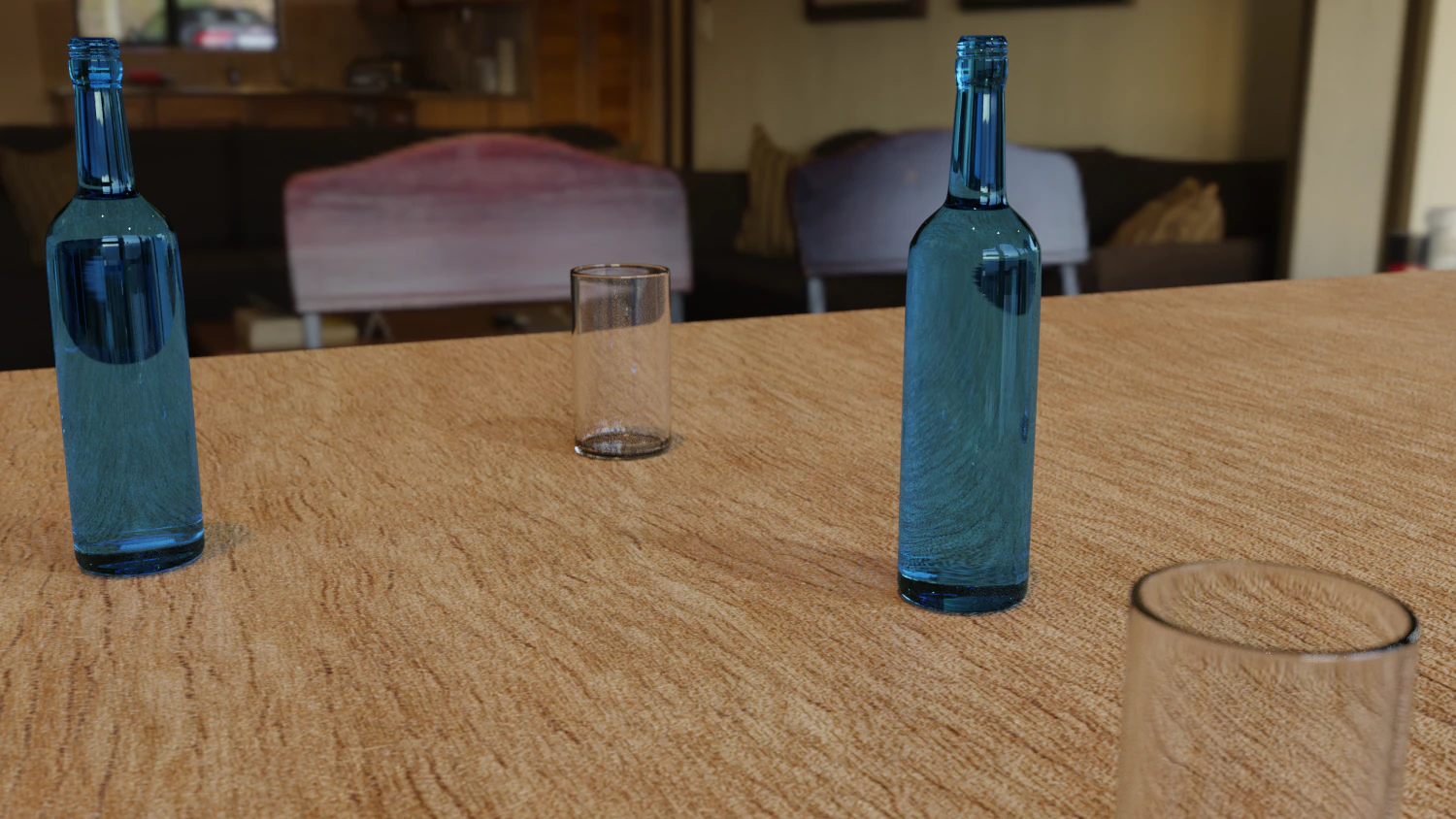 bottle and glass 3D Model .c4d .max .obj .3ds .fbx .stl .blend 