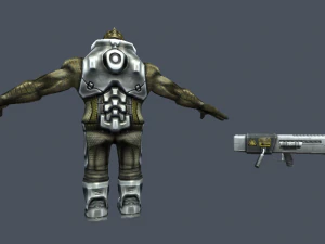 alien war fps boss character rigged 48 animations 3D Model