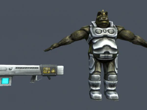 alien war fps boss character rigged 48 animations 3D Model