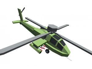 녹색 보다-낮은 폴리 전쟁 헬리콥터 만화 만화 군병 3D 모델