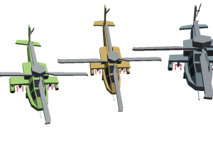pack 3 helicopters cartoon toon militar low poly 3d war f31 3D Model