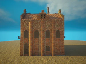 Biblioteca da Casa Medieval - design de interiores e exteriores Low-poly Modelo 3D