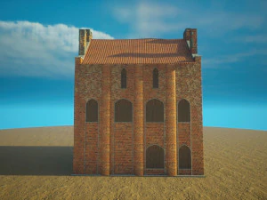 Biblioteca da Casa Medieval - design de interiores e exteriores Low-poly Modelo 3D
