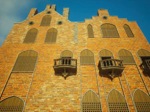 Biblioteca da Casa Medieval - design de interiores e exteriores Low-poly Modelo 3D