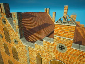 Biblioteca da Casa Medieval - design de interiores e exteriores Low-poly Modelo 3D