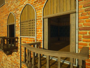 Biblioteca da Casa Medieval - design de interiores e exteriores Low-poly Modelo 3D