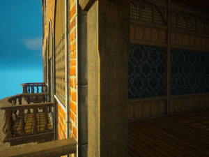 Biblioteca da Casa Medieval - design de interiores e exteriores Low-poly Modelo 3D