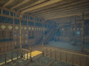 Biblioteca da Casa Medieval - design de interiores e exteriores Low-poly Modelo 3D