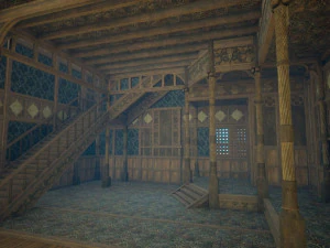 Biblioteca da Casa Medieval - design de interiores e exteriores Low-poly Modelo 3D