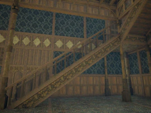 Biblioteca da Casa Medieval - design de interiores e exteriores Low-poly Modelo 3D