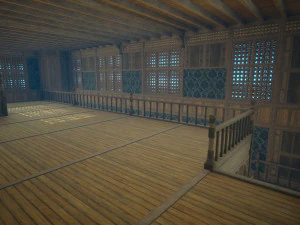 Biblioteca da Casa Medieval - design de interiores e exteriores Low-poly Modelo 3D