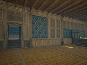 Biblioteca da Casa Medieval - design de interiores e exteriores Low-poly Modelo 3D