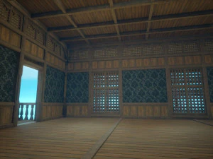 Biblioteca da Casa Medieval - design de interiores e exteriores Low-poly Modelo 3D