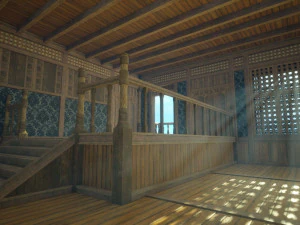 Biblioteca da Casa Medieval - design de interiores e exteriores Low-poly Modelo 3D