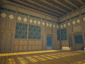 Biblioteca da Casa Medieval - design de interiores e exteriores Low-poly Modelo 3D