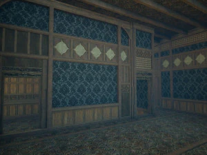 Biblioteca da Casa Medieval - design de interiores e exteriores Low-poly Modelo 3D