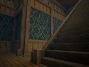 Biblioteca da Casa Medieval - design de interiores e exteriores Low-poly Modelo 3D