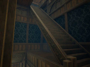 Biblioteca da Casa Medieval - design de interiores e exteriores Low-poly Modelo 3D