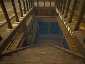 Biblioteca da Casa Medieval - design de interiores e exteriores Low-poly Modelo 3D