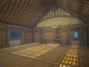 Biblioteca da Casa Medieval - design de interiores e exteriores Low-poly Modelo 3D