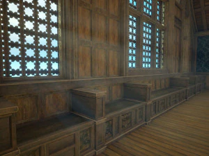 Biblioteca da Casa Medieval - design de interiores e exteriores Low-poly Modelo 3D
