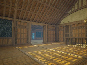 Biblioteca da Casa Medieval - design de interiores e exteriores Low-poly Modelo 3D