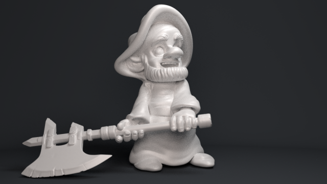 gnome with an ax 3D Print Model .c4d .max .obj .3ds .fbx .stl .blend 