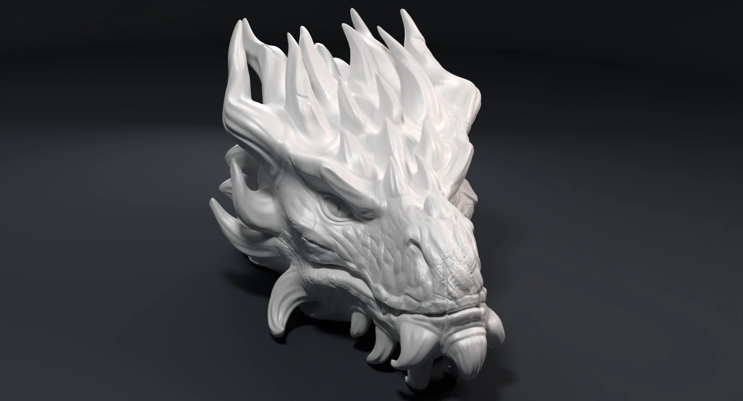 dragon head sculpture 3D Print Model .c4d .max .obj .3ds .fbx .stl .blend 