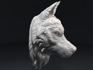 wolf head sculpture 3D 打印模型