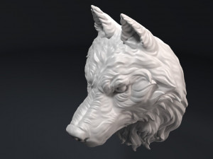 wolf head sculpture 3D 打印模型