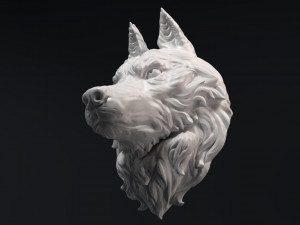 wolf head sculpture 3D 打印模型