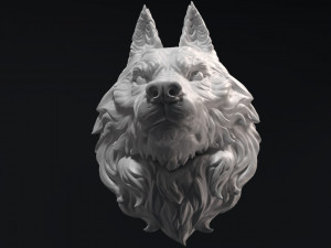 wolf head sculpture 3D 打印模型