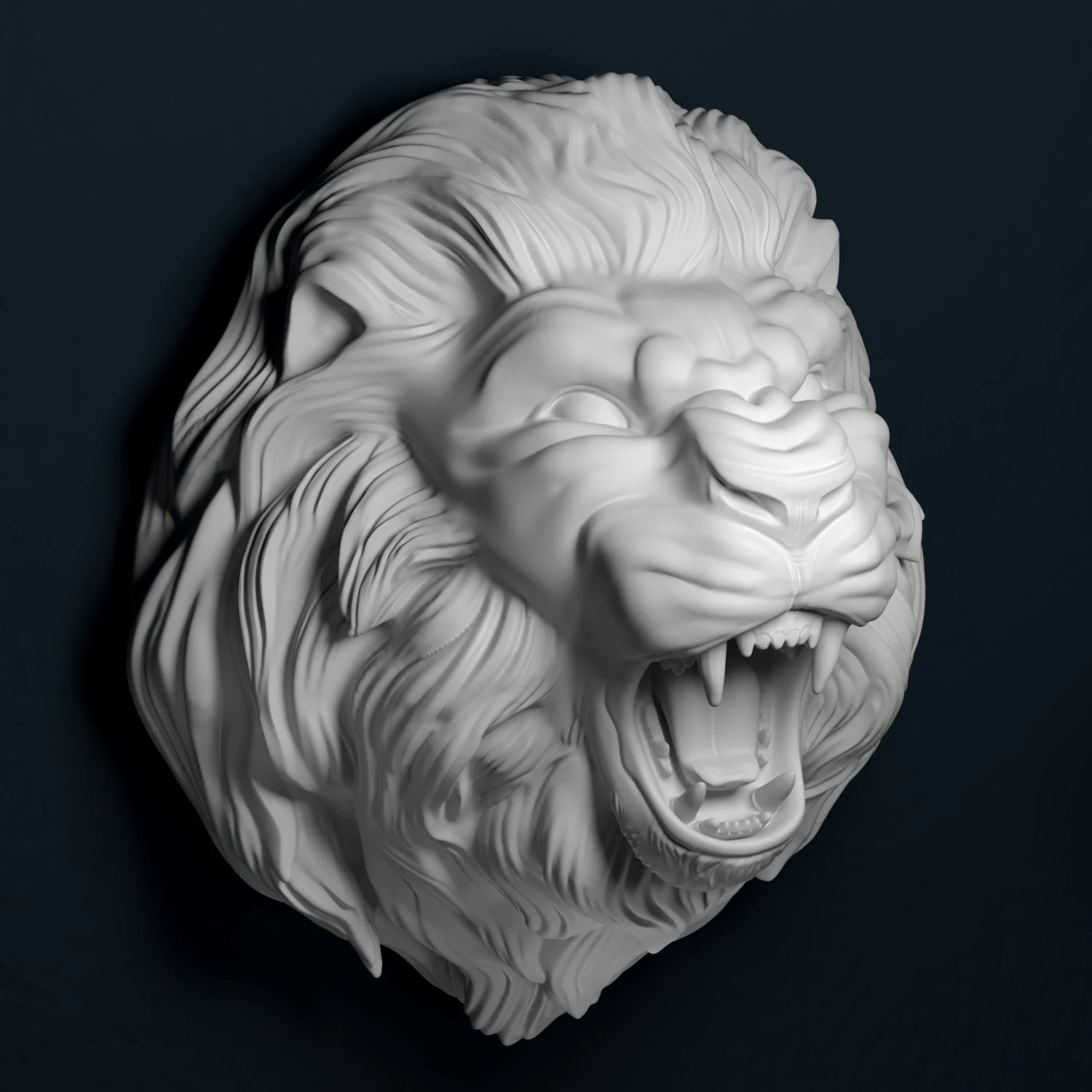 growling lion 3D Print Model .c4d .max .obj .3ds .fbx .stl .blend 