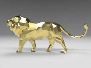 low poly cartoon lion 3D Print Model