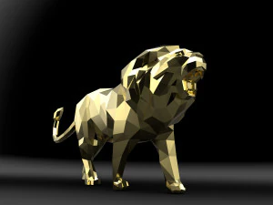 low poly cartoon lion 3D Print Model