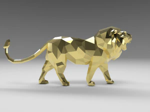 low poly cartoon lion 3D Print Model
