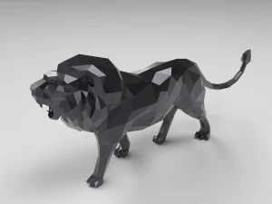 low poly cartoon lion 3D Print Model