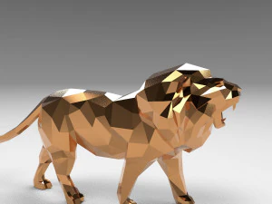 low poly cartoon lion 3D Print Model
