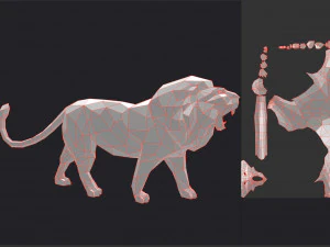 low poly cartoon lion 3D Print Model