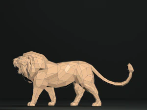 low poly cartoon lion 3D Print Model