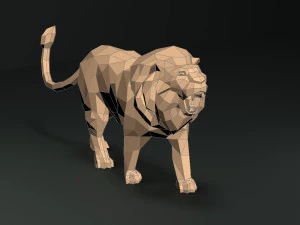 low poly cartoon lion 3D Print Model